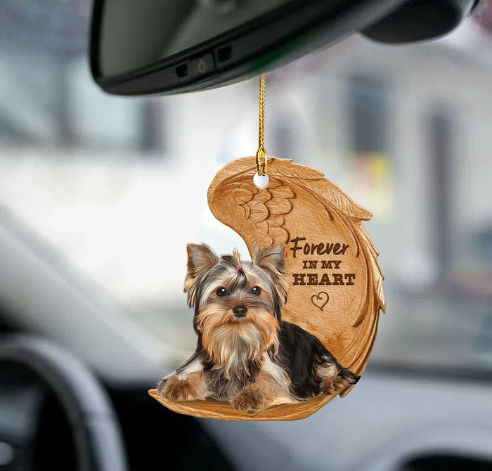 Yorkie Forever In My Heart Hanging Ornament-2D Effect - Best gifts your whole family