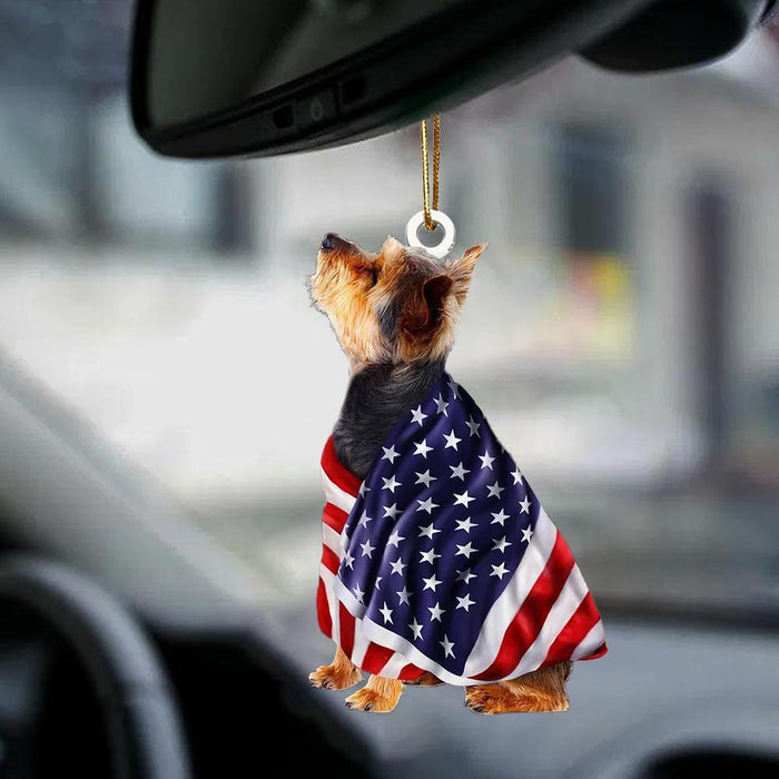 Yorkshire Terrier American Patriot Flag Two Sided Ornament - Best gifts your whole family