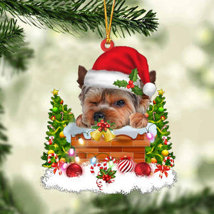 Yorkshire Terrier In The Chimney Hanging Ornament Dog Christmas Ornament - Best gifts your whole family