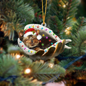 Yorkshire Terrier Sleeping Angel In God Hand Christmas Ornament Godmerch Ornament - Best gifts your whole family