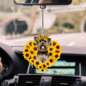 Yorkshire Terrier-Sunflower Heart Gift Car Ornament - Best gifts your whole family