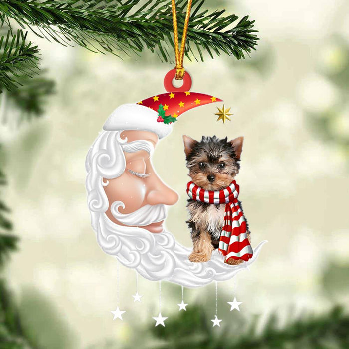 Yorkshire Terrier With Santa Christmas Ornament Dog Christmas Ornament - Best gifts your whole family