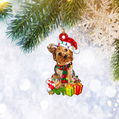Yorkshire Terrier Yorkie Dog Reindeer Christmas Flat 2D Ornament, Christmas Tree Ornament, Home Decor Plastic Ornament - Best gifts your whole family
