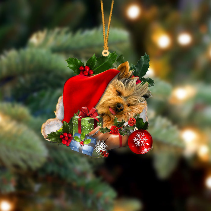 Yorkshire Terrier2-Sleeping In Hat Two Sides Ornament Dog Sleeping Ornament - Best gifts your whole family