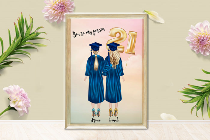 Personalized Picture Custom Personalised Graduation Print Gift, Graduation Collect Gift, Personalised Gift, Congratulations To 2 Best Friends, Unique Graduation Print